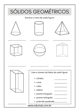 Sólidos geométricos e seus lados Sólidos geométricos e seus lados para 3º Ano, 2º Ano de Geometria, Matemática - Material educacional