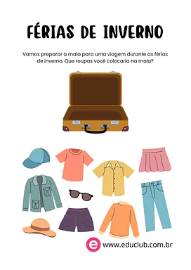 Atividade férias de inverno Atividade férias de inverno para 3º Ano, 2º Ano, 1º Ano de Ciências, Estações do ano - Material educacional