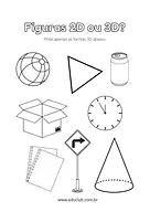 Diferença entre 2d e 3d Diferença entre 2d e 3d para 3º Ano, 2º Ano de Geometria, Figuras Geométricas - Material educacional