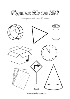 Diferença entre 2d e 3d Diferença entre 2d e 3d para 3º Ano, 2º Ano de Geometria, Figuras Geométricas - Material educacional