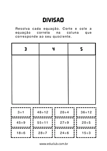 Continhas de multiplicação e divisão 3 ano