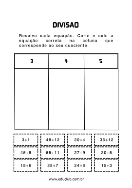 Continhas de multiplicação e divisão 3 ano Continhas de multiplicação e divisão 3 ano para 3º Ano de Operações básicas, Matemática - Material educacional