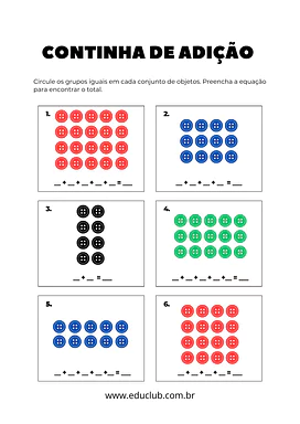 Atividade de adição 1 ano com desenhos Atividade de adição 1 ano com desenhos para 1º Ano de Operações básicas, Matemática, Material Montessori, Material Dourado...