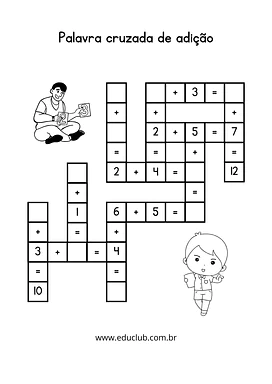Cruzadinha da adição Cruzadinha da adição para 1º Ano de Operações básicas, Matemática - Material educacional