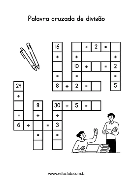 Cruzadinha da divisão Cruzadinha da divisão para 3º Ano, 2º Ano de Operações básicas, Matemática - Material educacional