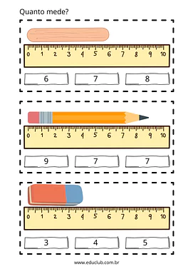 Atividade medida de comprimento Atividade medida de comprimento para 1º Ano de Matemática, Medidas de comprimento - Material educacional