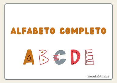 Alfabeto completo para Creche, Pré-Escola de Língua Portuguesa, Alfabeto - Material educacional