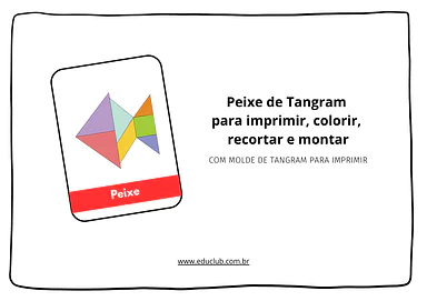 Peixe de tangram para imprimir, colorir, recortar e montar Peixe de tangram para imprimir, colorir, recortar e montar para 5º Ano, 4º Ano, 3º Ano, 2º Ano, 1º Ano de Geometria, Figur...