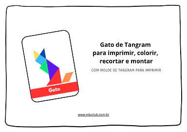 Gato de tangram para imprimir, colorir, recortar e montar para 3º Ano, 2º Ano, 1º Ano de Geometria, Figuras Geométricas - ...