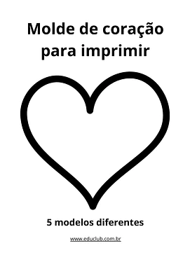 Molde de coração para imprimir para Creche, 5º Ano, 4º Ano, 3º Ano, 2º Ano, 1º Ano, Pré-Escola de Desenhos, Artes - Materi...