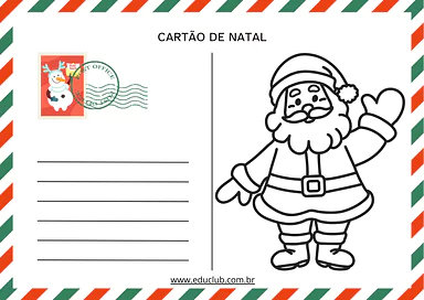 Cartão de Natal para imprimir para 5º Ano, 4º Ano, 3º Ano, 2º Ano, 1º Ano de Datas Comemorativas, Língua Portuguesa, Natal...