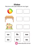 Recorte e cole as sílabas para 3º Ano, 2º Ano, 1º Ano de Língua Portuguesa, Sílabas - Material educacional