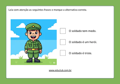 Atividade Dia do Soldado 1 ano para 1º Ano de Datas Comemorativas, Dia do Soldado - Material educacional