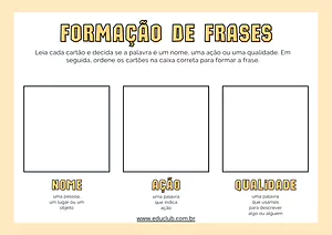 Formação de frases para 1 ano