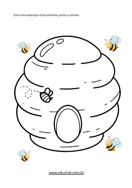 Atividade com abelha para maternal: pintando a colmeia com esponja Atividade com abelha para maternal: pintando a colmeia com esponja para Creche, Pré-Escola de Crafts, Artes - Material edu...