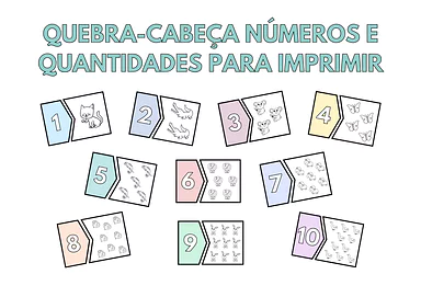 Quebra-cabeça números e quantidades para imprimir Quebra-cabeça números e quantidades para imprimir para 2º Ano, 1º Ano, Pré-Escola de Números, Matemática, Jogos, Quebra-ca...