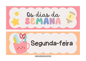 Dias da semana para imprimir