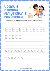 Atividade letra E cursiva maiúscula e minúscula