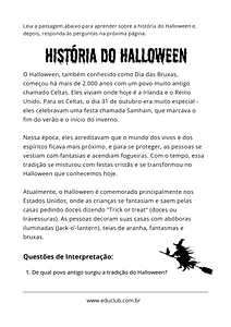 História do Halloween com interpretação de texto