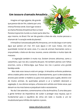 Texto Dia da Amazônia com questões de interpretação Texto Dia da Amazônia com questões de interpretação para 5º Ano, 4º Ano de Datas Comemorativas, Geografia, Língua Portugue...