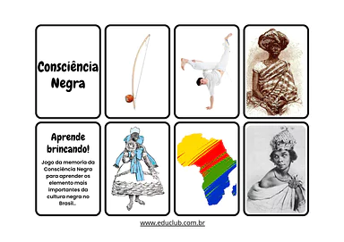 Jogo da memória da Consciência Negra para imprimir para Creche, Pré-Escola, 1º Ano, 2º Ano, 3º Ano, 4º Ano, 5º Ano de Data...