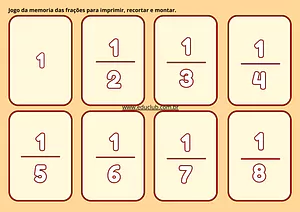 Jogo da memória das frações para imprimir: aprendendo a dividir
