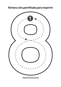 Número 8 pontilhado para imprimir