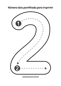 Número 2 pontilhado para imprimir