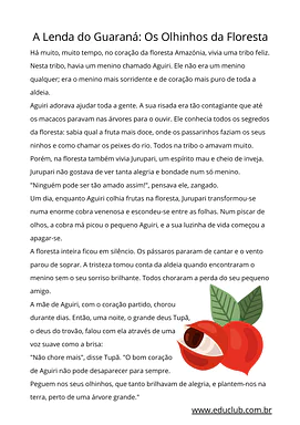 Lenda do guaraná para imprimir: conheça os olhinhos da floresta Lenda do guaraná para imprimir: conheça os olhinhos da floresta para Creche, Pré-Escola, 1º Ano, 2º Ano, 3º Ano, 4º Ano, 5...