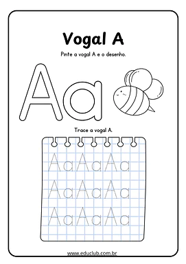 Atividades de alfabetização com vogais para Pré-Escola, 1º Ano, 2º Ano de Língua Portuguesa, Vogais, Alfabetização - Mater...