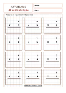 Atividade de multiplicação 3 ano do Ensino Fundamental