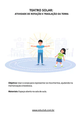 Atividade de rotação e traslação da Terra Atividade de rotação e traslação da Terra para 1º Ano, 2º Ano, 3º Ano, 4º Ano, 5º Ano de Ciências, Planeta Terra - Materia...