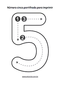 Número 5 pontilhado para imprimir
