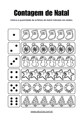 Contagem de enfeites de Natal para Educação Infantil de Matemática, Números - Material educacional