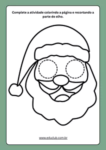 Máscara de Papai Noel para imprimir e colorir