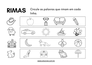 Atividade de rimas para colorir