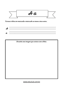 Atividade de letra cursiva com as letras do alfabeto