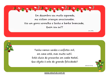 Adivinhações de Natal para imprimir para Educação Infantil, 1º Ano, 2º Ano, 3º Ano, 4º Ano, 5º Ano de Datas Comemorativas,...