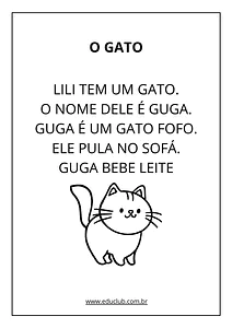 Texto com sílabas simples para alfabetização