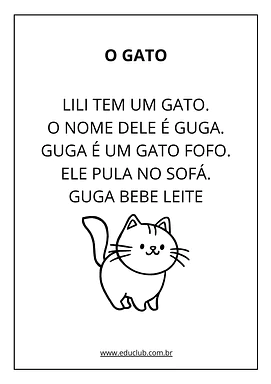 Texto com sílabas simples para alfabetização para 1º Ano, 2º Ano de Sílabas, Português - Material educacional