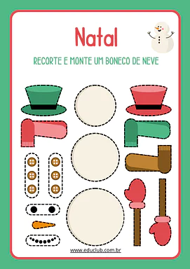 Atividade de Natal para recortar e montar para 2º Ano, 3º Ano de Natal, Datas Comemorativas, Artes - Material educacional
