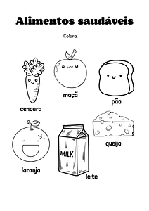 Alimentos saudáveis para colorir