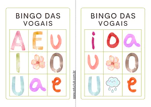 Bingo das vogais para imprimir