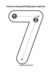 Número 7 pontilhado para imprimir