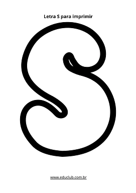 Letra S para imprimir para Creche, Pré-Escola, 1º Ano, 2º Ano, 3º Ano, 4º Ano, 5º Ano de Língua Portuguesa, Alfabeto - Mat...