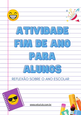 Atividade lúdica de fim de ano para alunos do Ensino Fundamental (PDF) para 1º Ano, 2º Ano, 3º Ano, 4º Ano, 5º Ano de Educ...