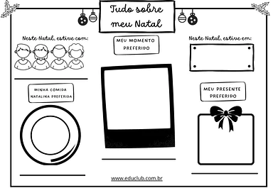 Atividade de registro de Natal - Folha de memória para imprimir (grátis) para Educação Infantil, 1º Ano, 2º Ano, 3º Ano de...