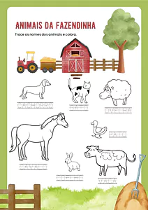 Atividade com animais da fazendinha para imprimir