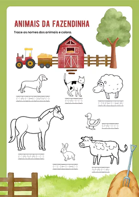 Atividade com animais da fazendinha para imprimir para Educação Infantil, 1º Ano de Animais, Português, Alfabetização - Ma...