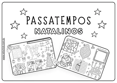 Passatempos natalinos para imprimir para Educação Infantil, 1º Ano, 2º Ano de Matemática, Português, Artes - Material educ...